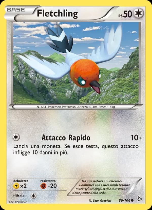 Fletchling card in Italian