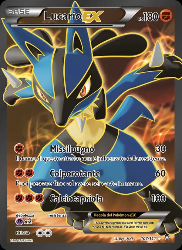 Lucario EX card in Italian