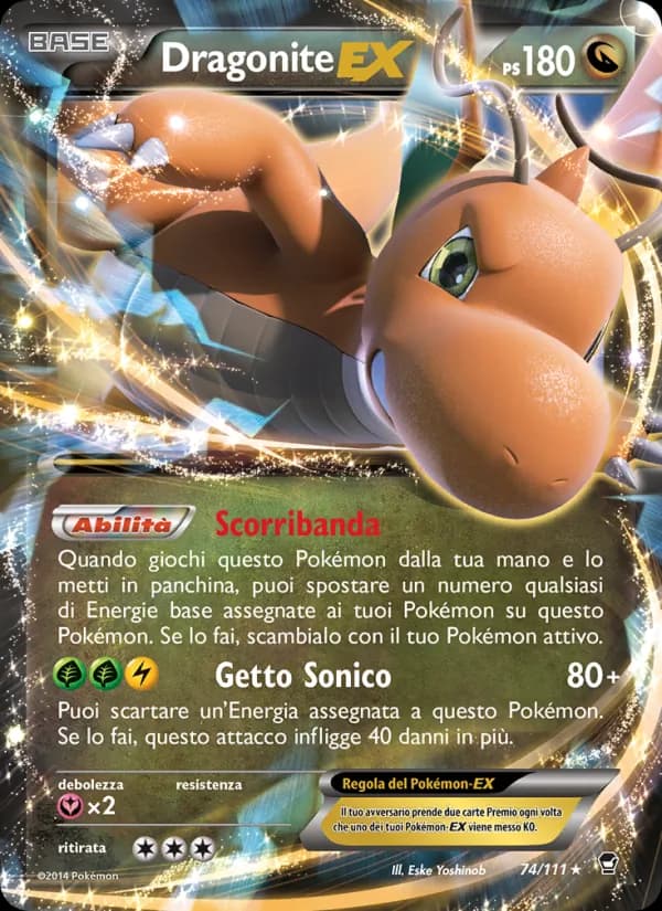 Dragonite EX card in Italian