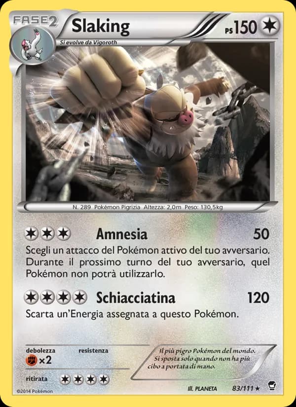 Slaking card in Italian