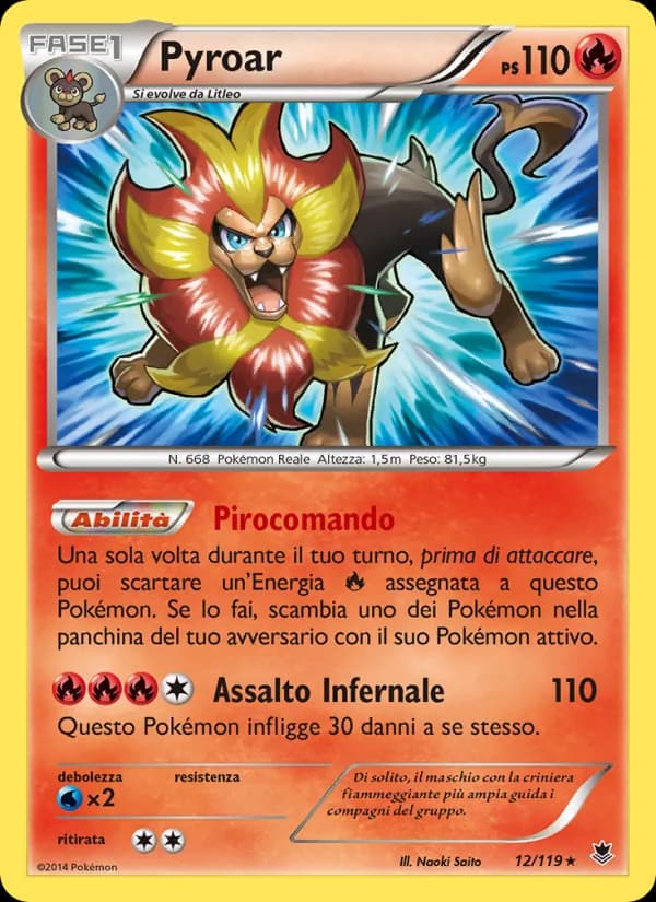 Pyroar card in Italian