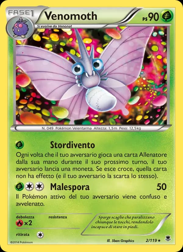 Venomoth card in Italian