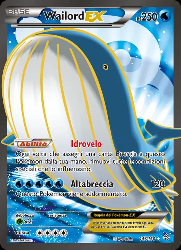 Wailord EX card in Italian