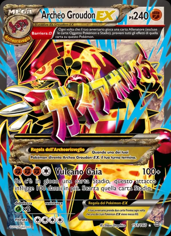 Archeo Groudon EX card in Italian