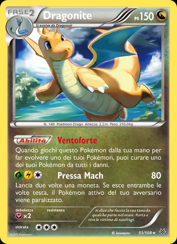 Dragonite card in Italian