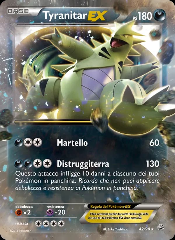 Tyranitar EX card in Italian