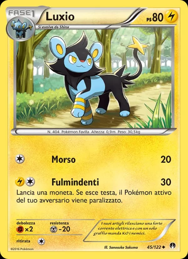 Luxio card in Italian