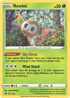 Rowlet card in English