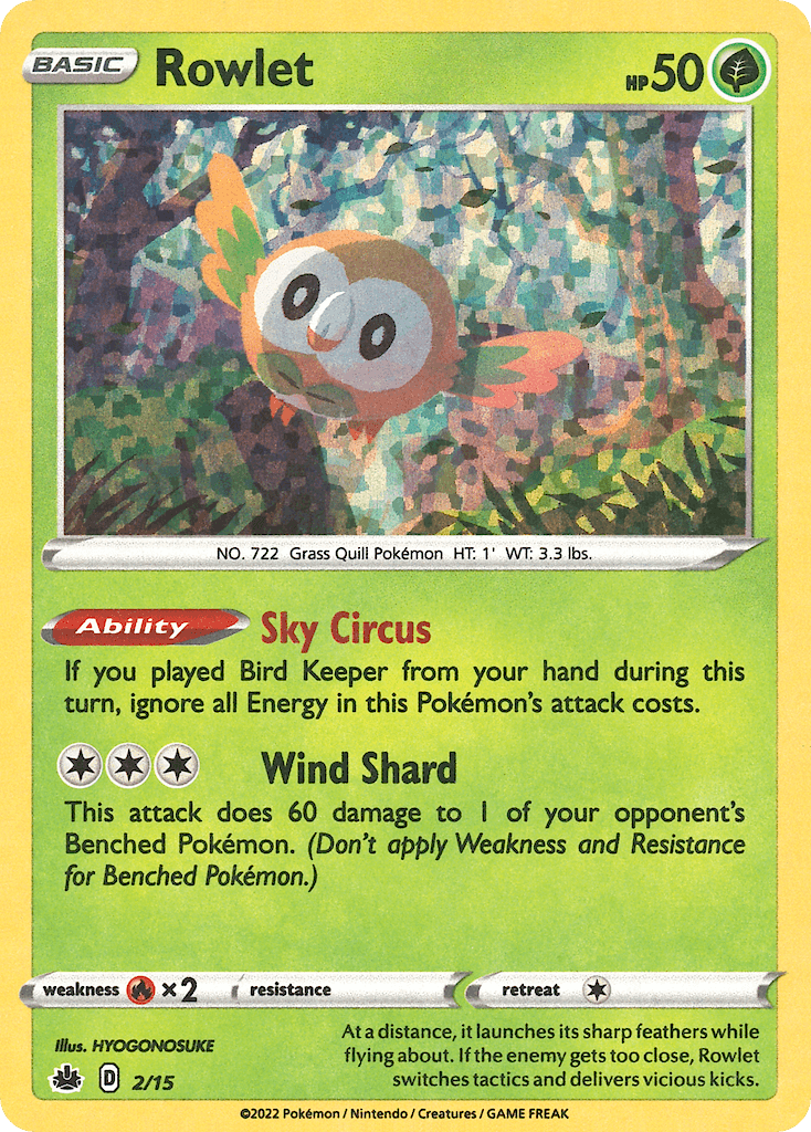 Rowlet card in English