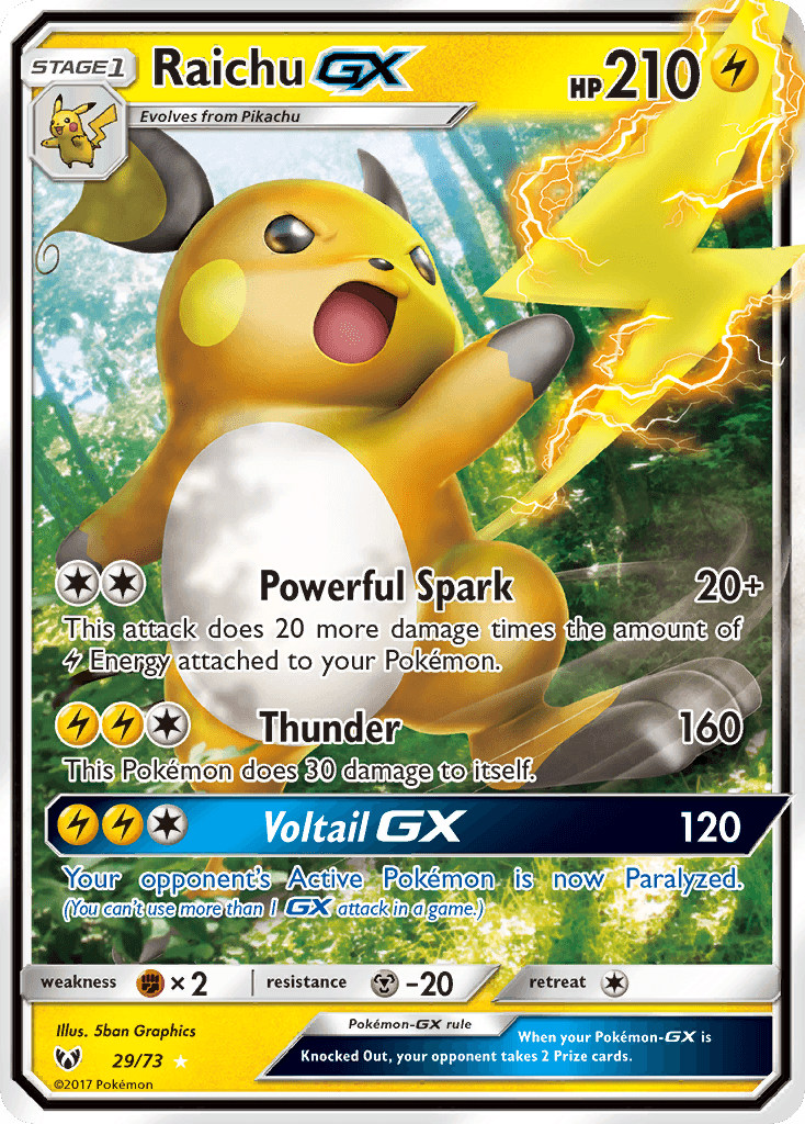 Raichu GX card in English