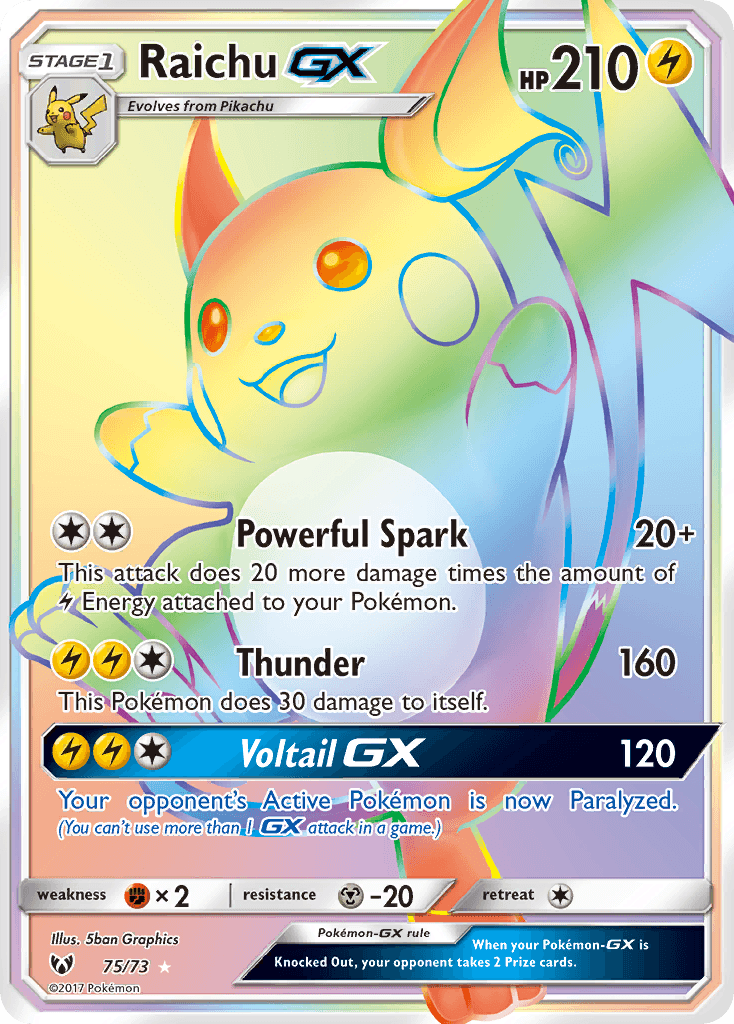 Raichu GX card in English