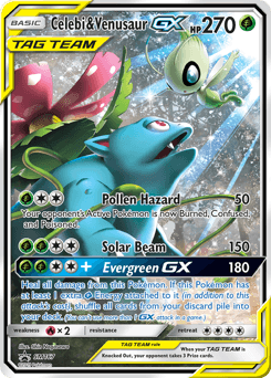 Celebi & Venusaur GX card in English