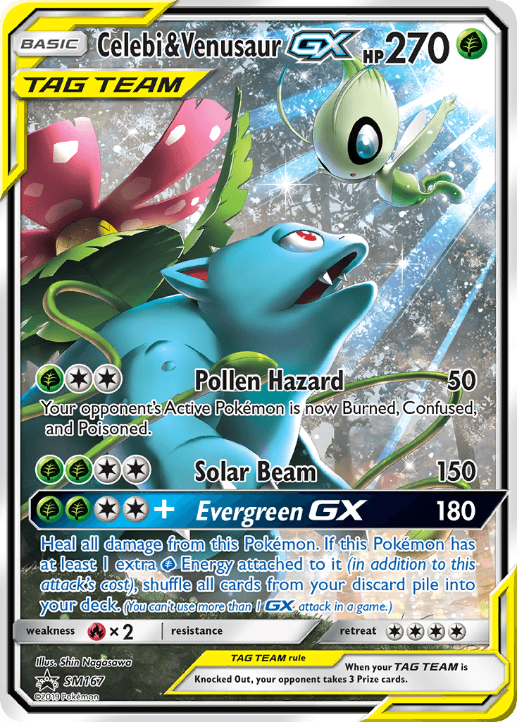 Celebi & Venusaur GX card in English
