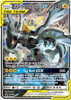 Pikachu & Zekrom GX card in English