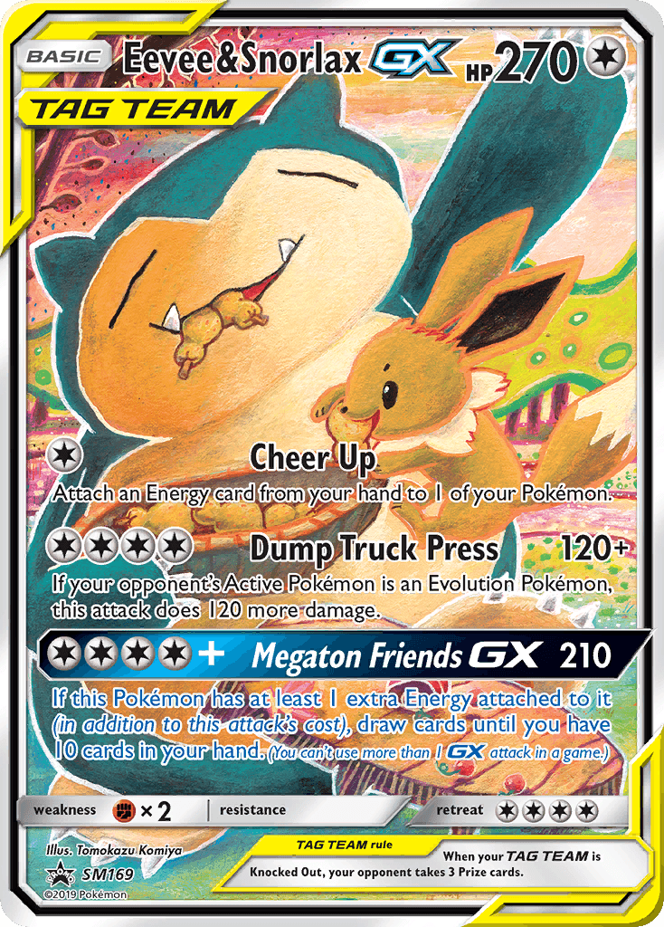 Eevee & Snorlax GX card in English