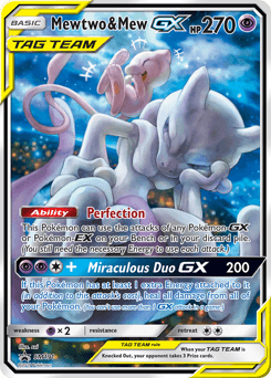 Mewtwo & Mew GX card in English