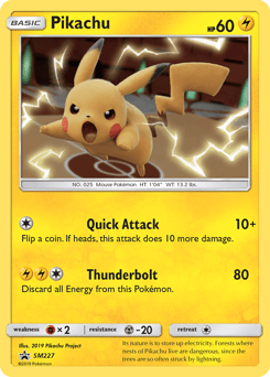 Pikachu card in English