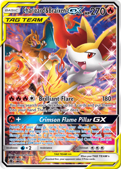 Charizard & Braixen GX card in English