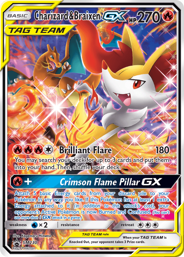 Charizard & Braixen GX card in English