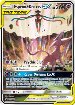 Espeon & Deoxys GX card in English