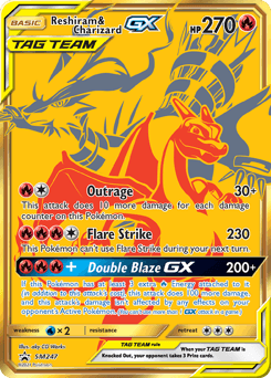 Reshiram & Charizard GX card in English