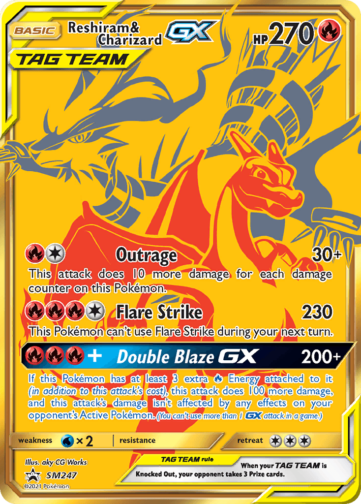 Reshiram & Charizard GX card in English