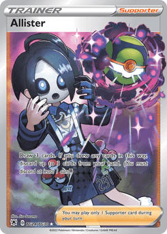 Allister card in English