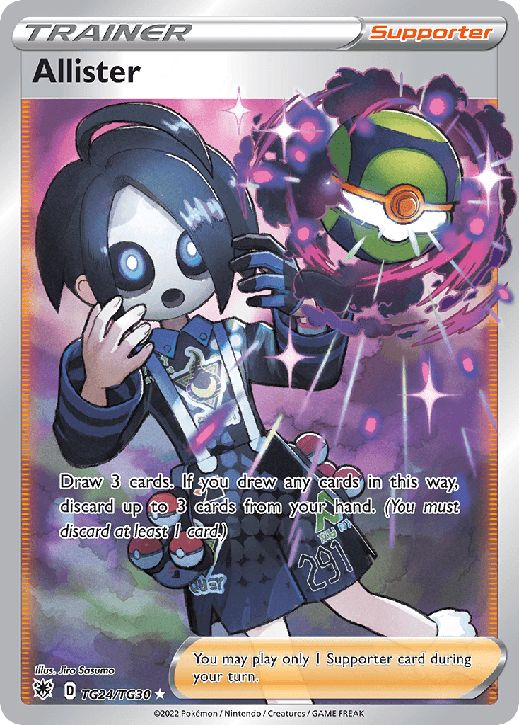 Allister card in English