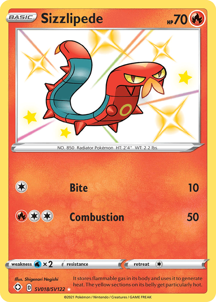 Sizzlipede card in English