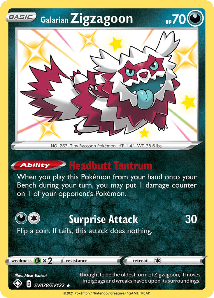 Galarian Zigzagoon card in English