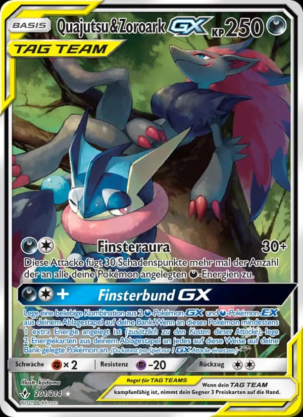 Quajutsu & Zoroark GX card in German