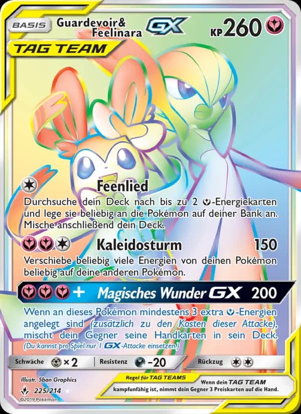Guardevoir & Feelinara GX card in German