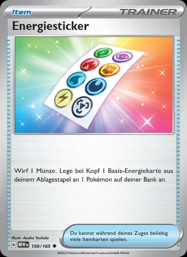 Energiesticker card in German