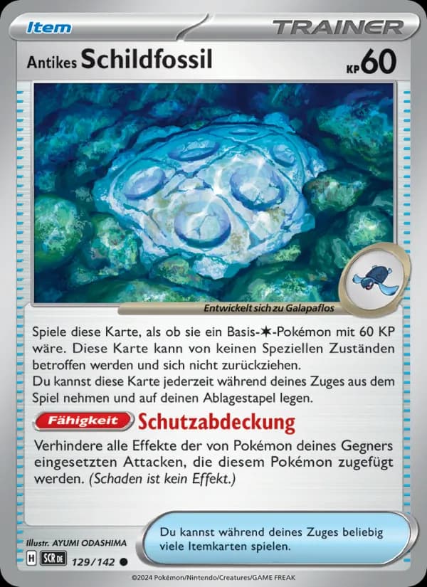 Antikes Schildfossil card in German