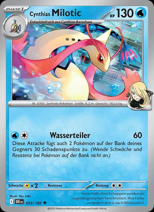 Cynthias Milotic card in German