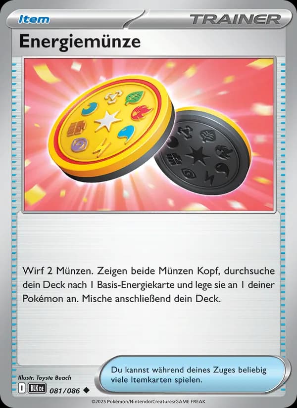 Energiemünze card in German