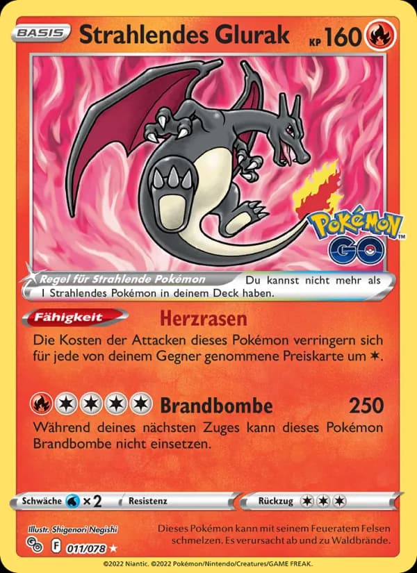 Strahlendes Glurak card in German