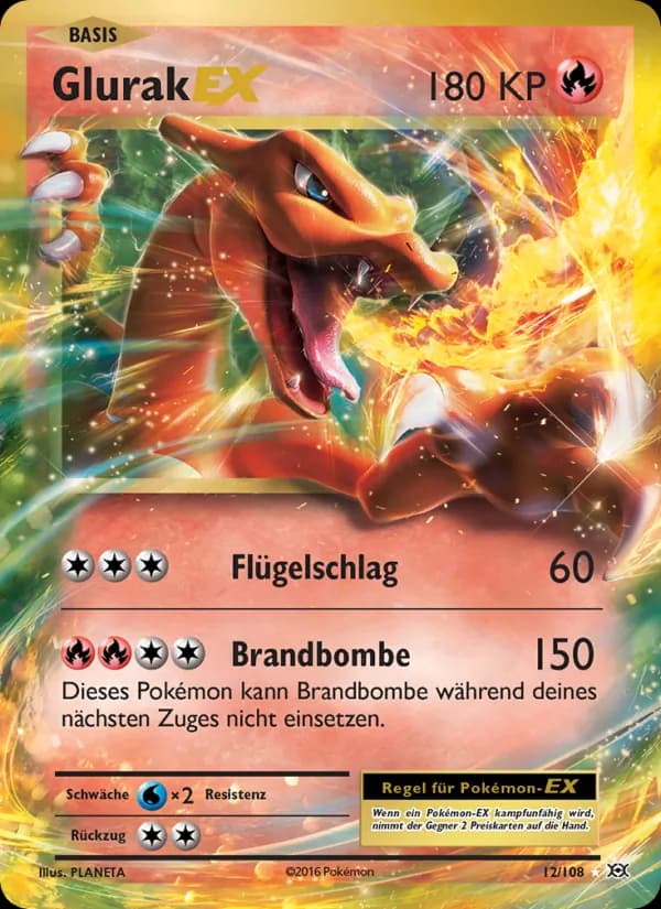 Glurak EX card in German