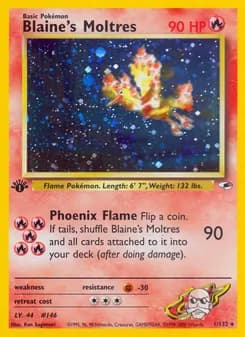 Blaine's Moltres card in English