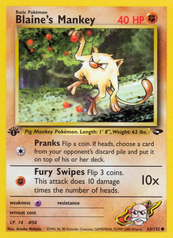 Blaine's Mankey card in English