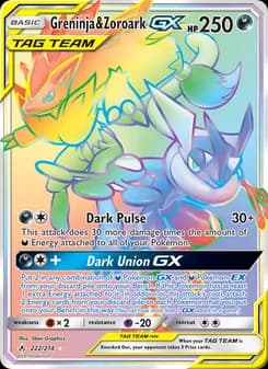 Greninja & Zoroark GX card in English