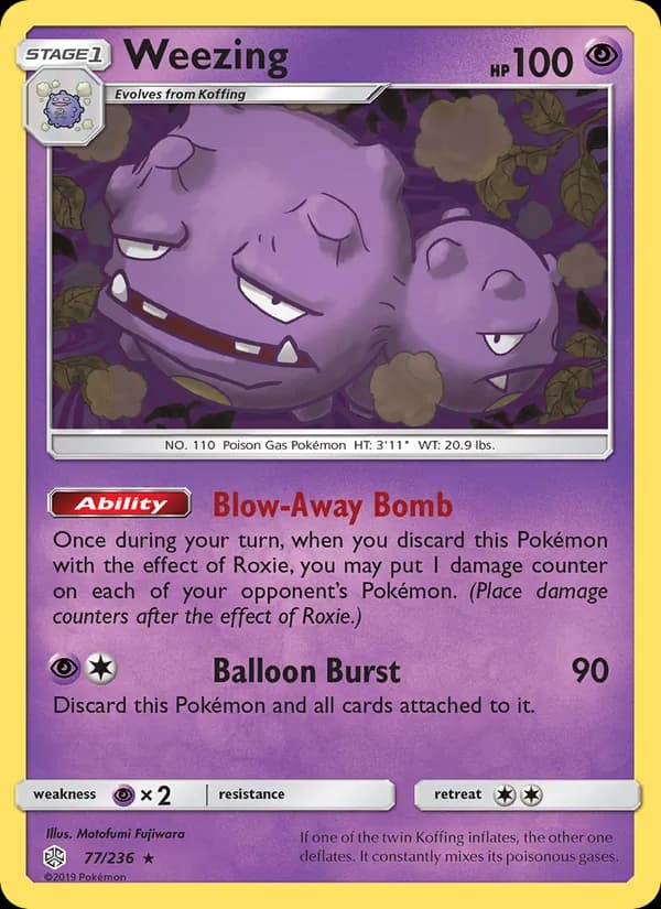 Weezing card in English