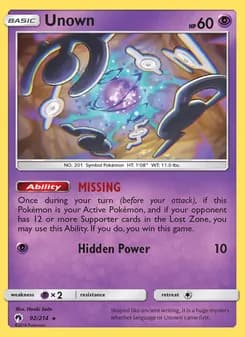 Unown card in English