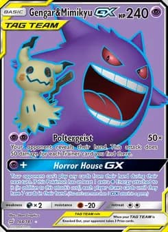 Gengar & Mimikyu GX card in English