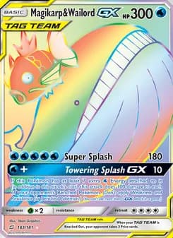 Magikarp & Wailord GX card in English