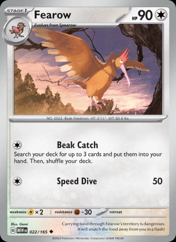 Fearow card in English