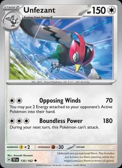 Unfezant card in English