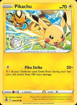 Pikachu card in English