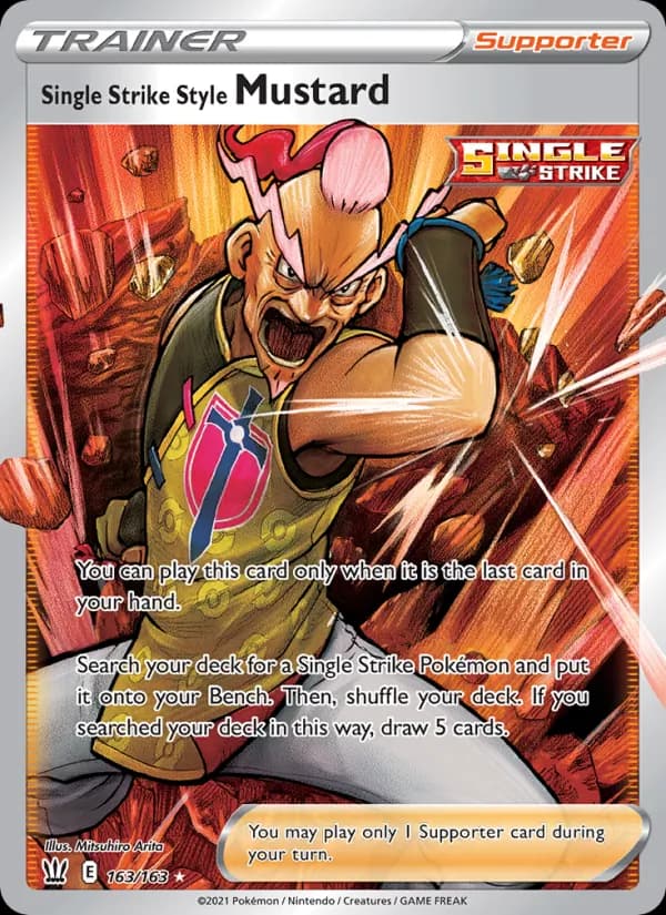 Single Strike Style Mustard card in English