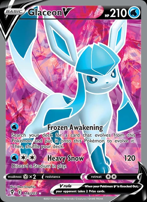 Glaceon V card in English